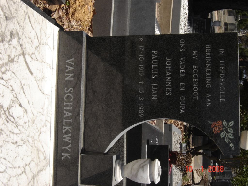 SCHALKWYK Johannes Paulus, van 1919-1989
