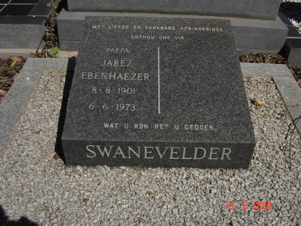 SWANEVELDER Jabez Ebenhaezer 1901-1973
