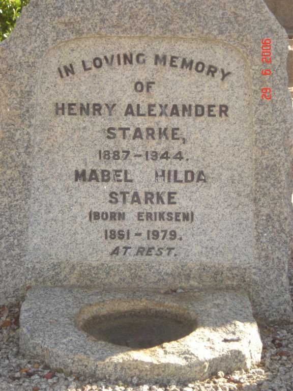 STARKE Henry Alexander 1887-1944 &amp; Mabel Hilda ERIKSEN 1891-1979