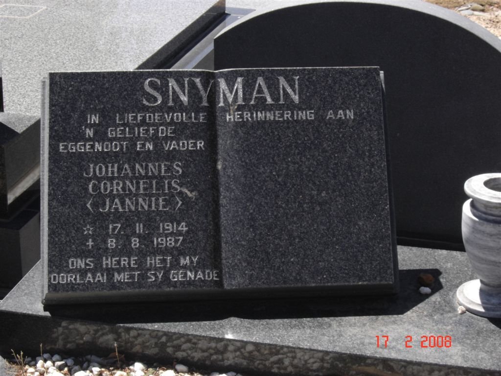 SNYMAN Johannes Cornelis 1914-1987