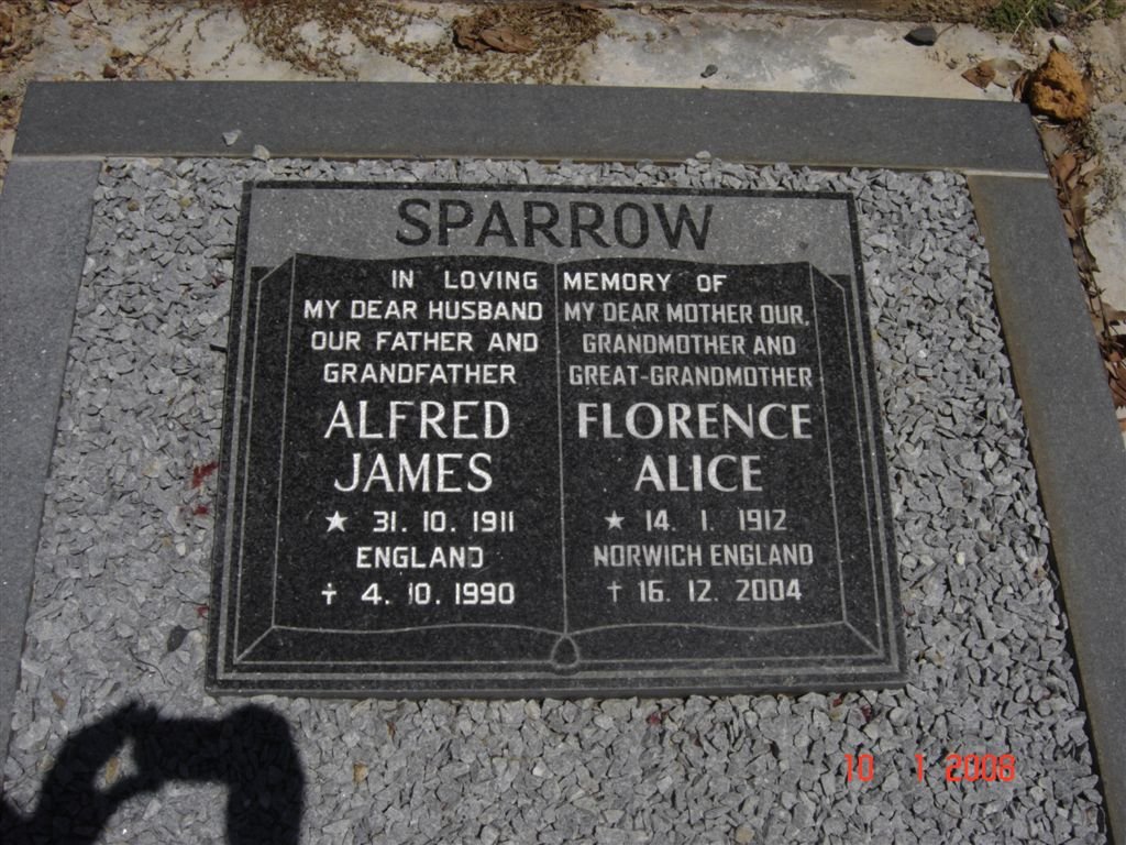 SPARROW Alfred James 1911-1990 &amp; Florence Alice 1912-2004