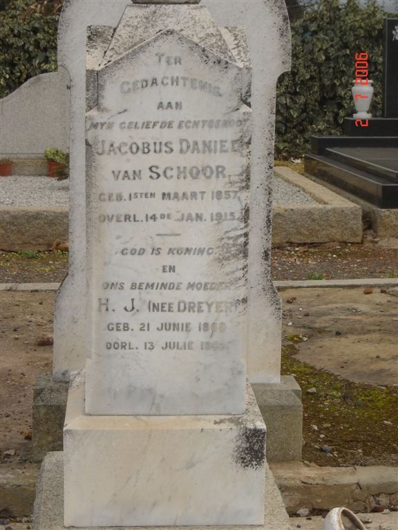 SCHOOR Jacobus Daniel, van 1857-1915 &amp; H.J. DREYER 1868-1962