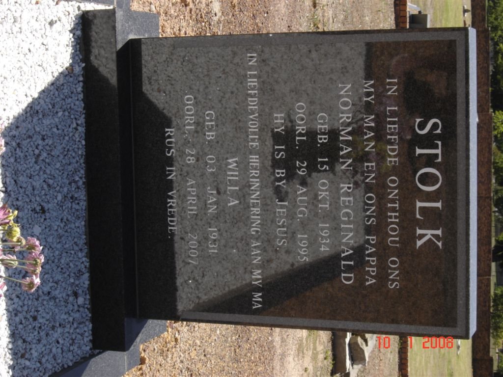 STOLK Norman Reginald 1934-1995 &amp; Willa 1931-2007