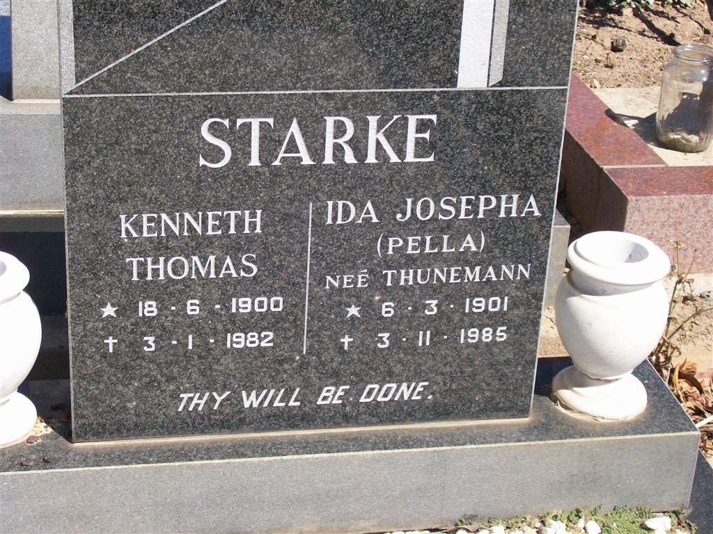 STARKE Kenneth Thomas 1900-1982 &amp; Ida Jospeha THUNEMANN 1901-1985