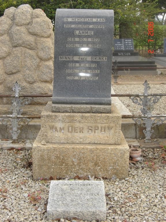 SPUY Lammie, van der 1873-1954 &amp; Minnie BRINK 1873-1953