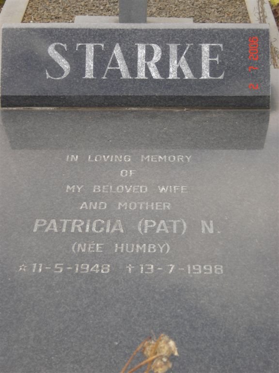 STARKE Patricia N. nee HUMBY 1948-1998