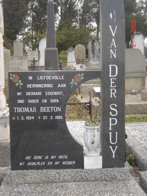 SPUY Thomas Beeton, van der 1924-1985