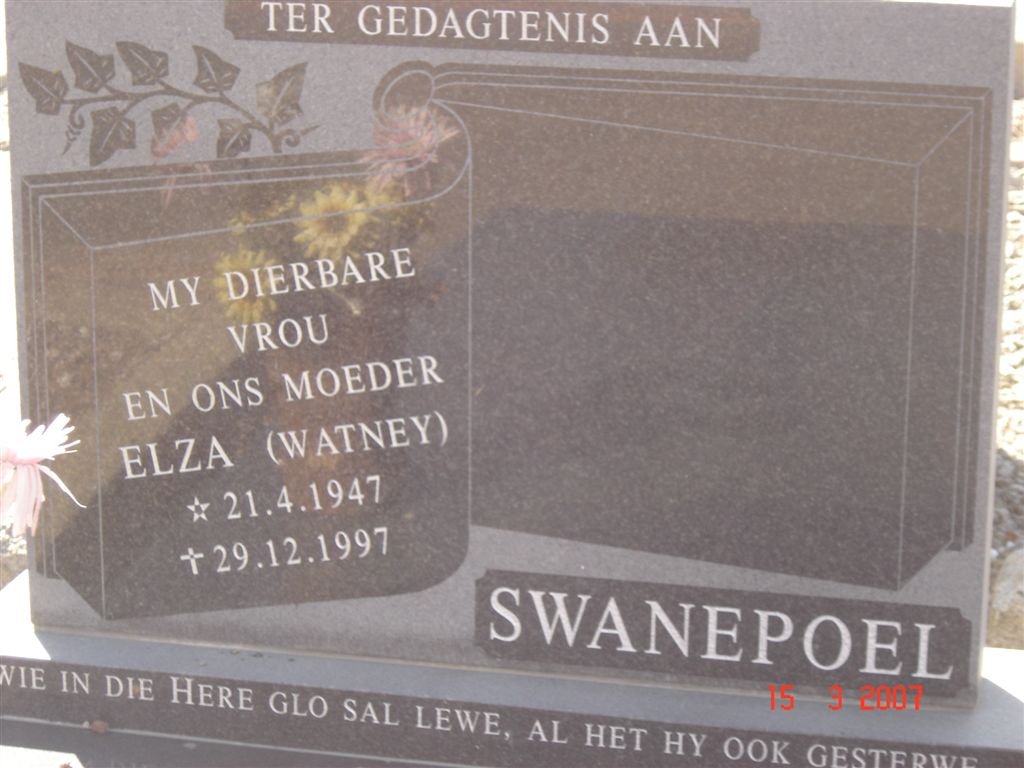 SWANEPOEL Elza nee WATNEY 1947-1997