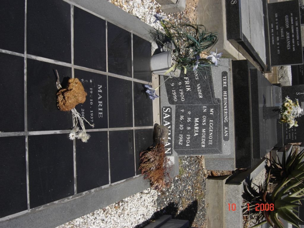 SAAYMAN Frik 1900-1990 &amp; Maria 1904-1982 :: SAAYMAN Marie 1937-2004