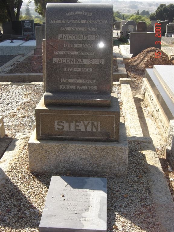 STEYN Jacobus P. 1869-1925 &amp; Jacomina S.G. 1875-1966