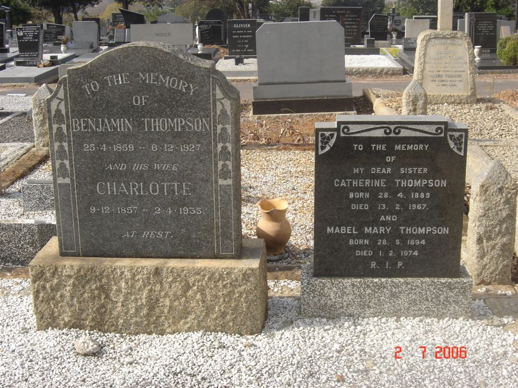 THOMPSON Benjamin 1859-1927 &amp; Charlotte 1857-1935