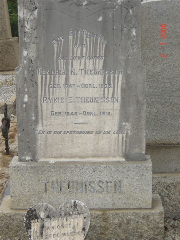 THEUNISSEN Hendrik N. 1847-1935 &amp; Rykie E. 1848-1918