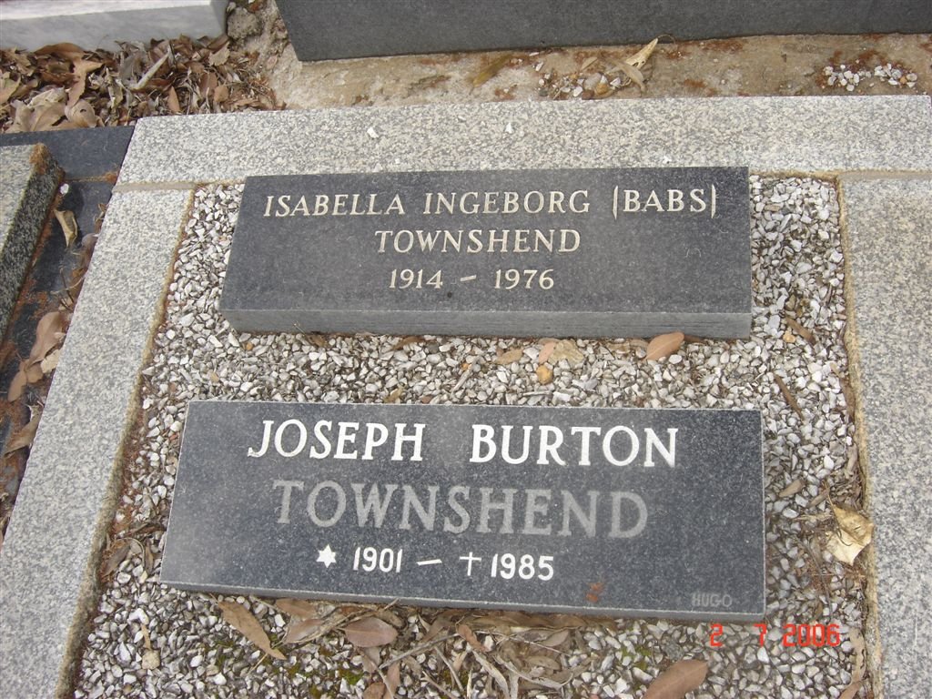 TOWNSHEND Joseph Burton 1901-1985 &amp; Isabella Ingeborg 1914-1976