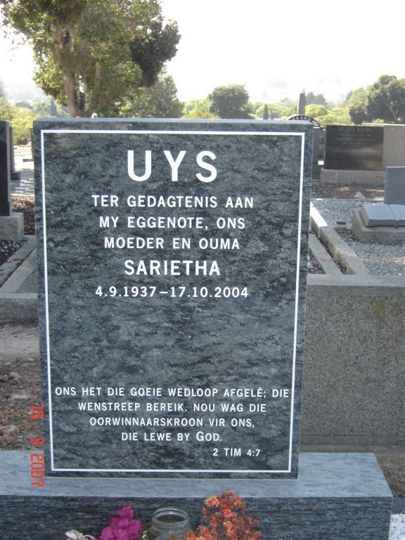 UYS Sarietha 1937-2004