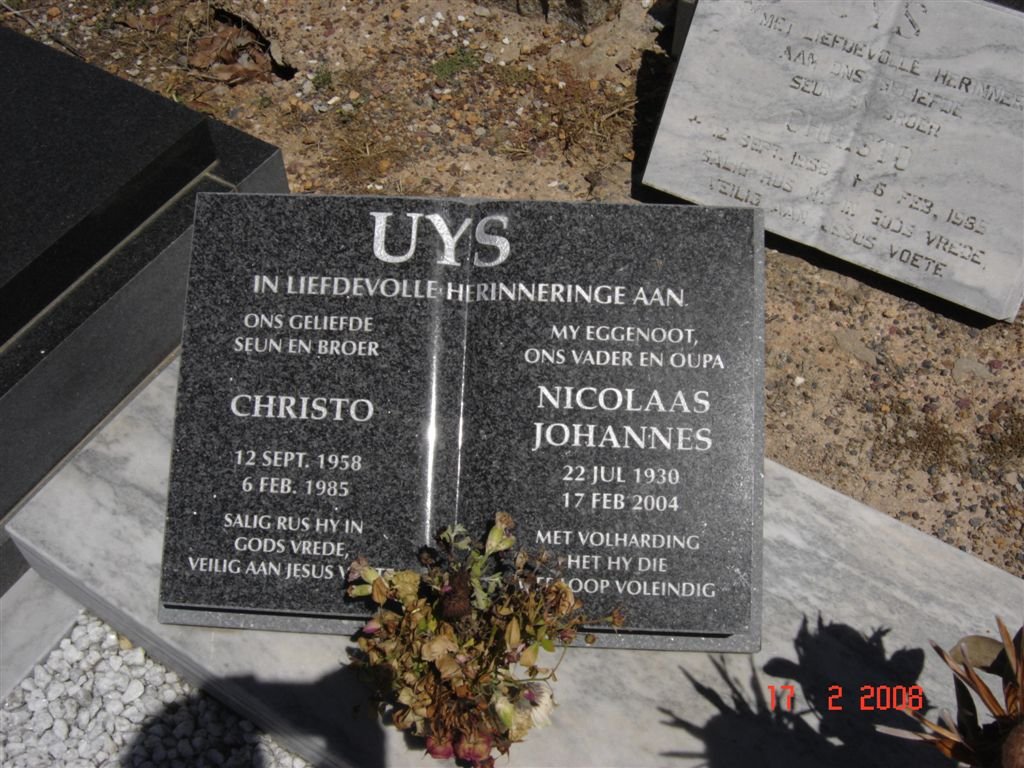 UYS Nicolaas Johannes 1930-2004 :: UYS Christo  1958-1985