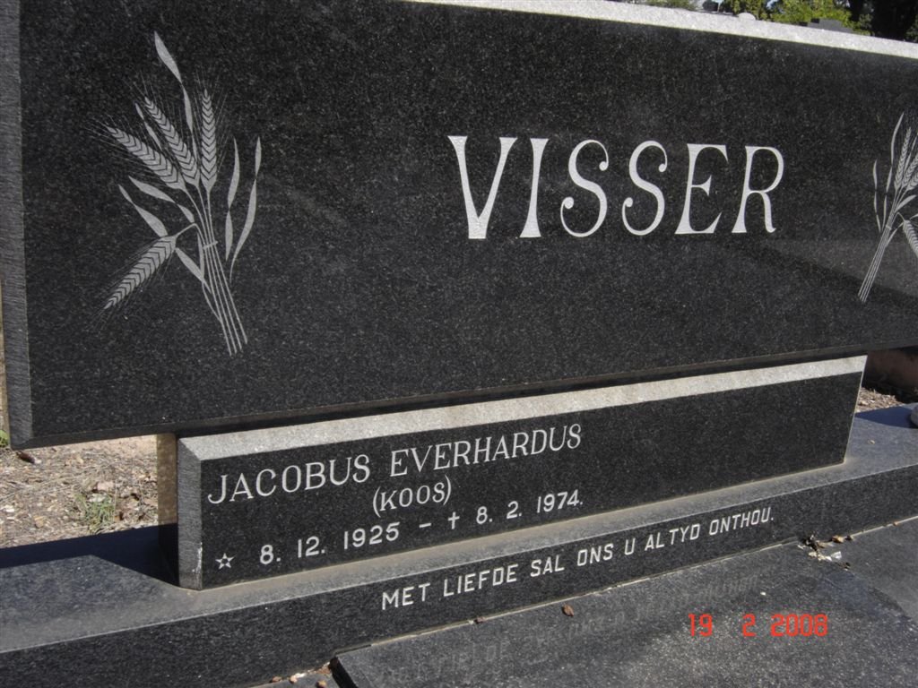 VISSER Jacobus Everhardus 1925-1974