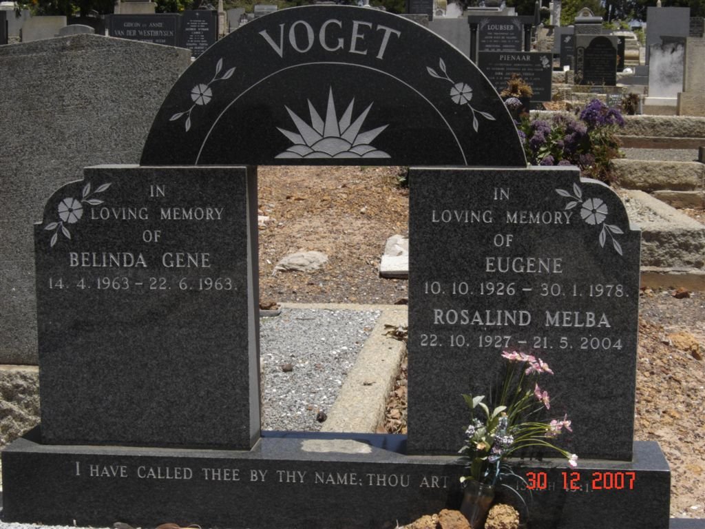 VOGET Eugene 1926-1978 &amp; Rosalind Melba 1927-2004 :: VOGET Belinda Gene 1963-1963