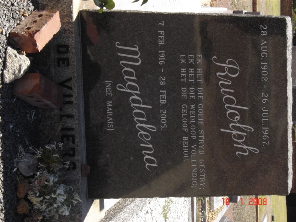 VILLIERS Rudolph, de 1902-1967 &amp; Magdalena MARAIS 1916-2005