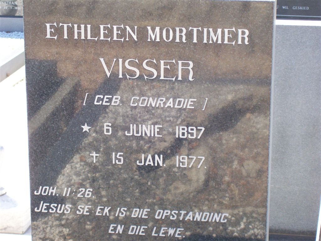 VISSER Ethleen Mortimer nee CONRADIE 1897-1977