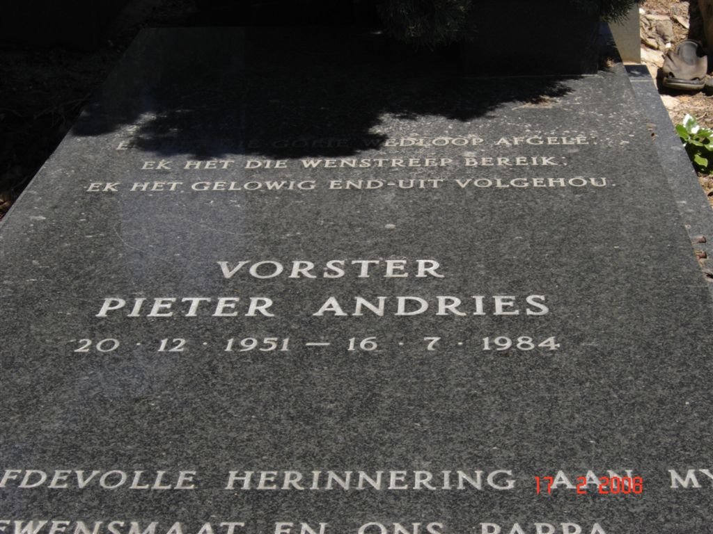 VORSTER Pieter Andries 1951-1984