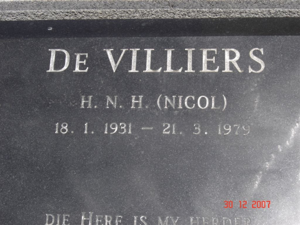 VILLIERS H.N.H., de 1931-1979