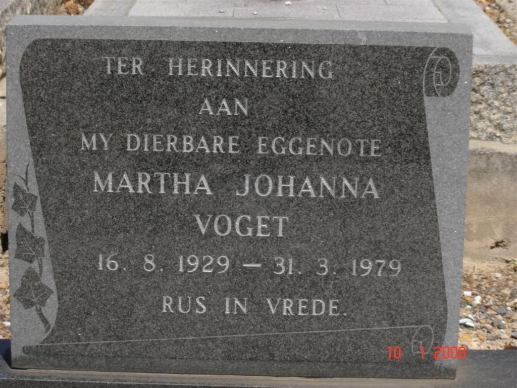 VOGET Martha Johanna 1929-1979