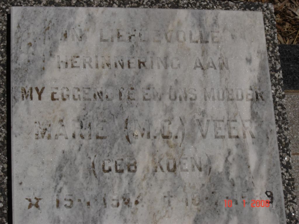 VEER M.C. nee KOEN 19??-1989
