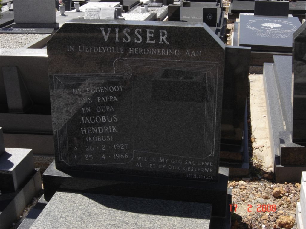 VISSER Jacobus Hendrik 1927-1986