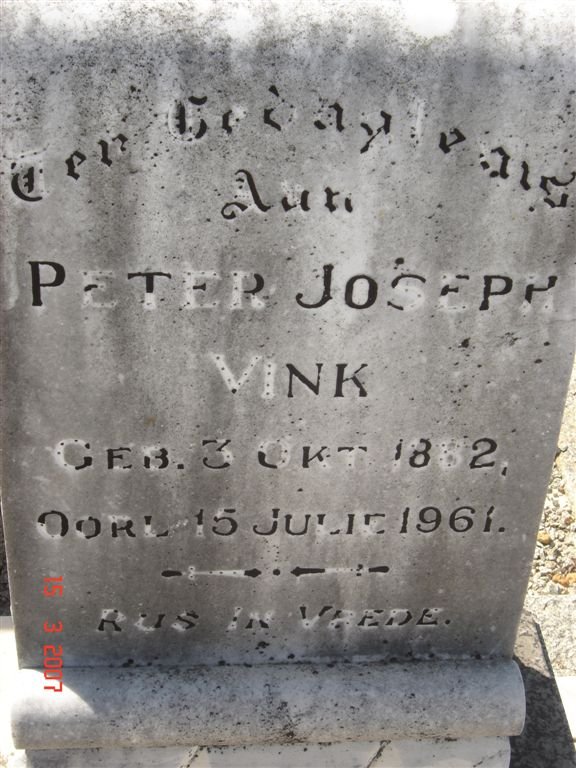 VINK Peter Joseph 1882-1961
