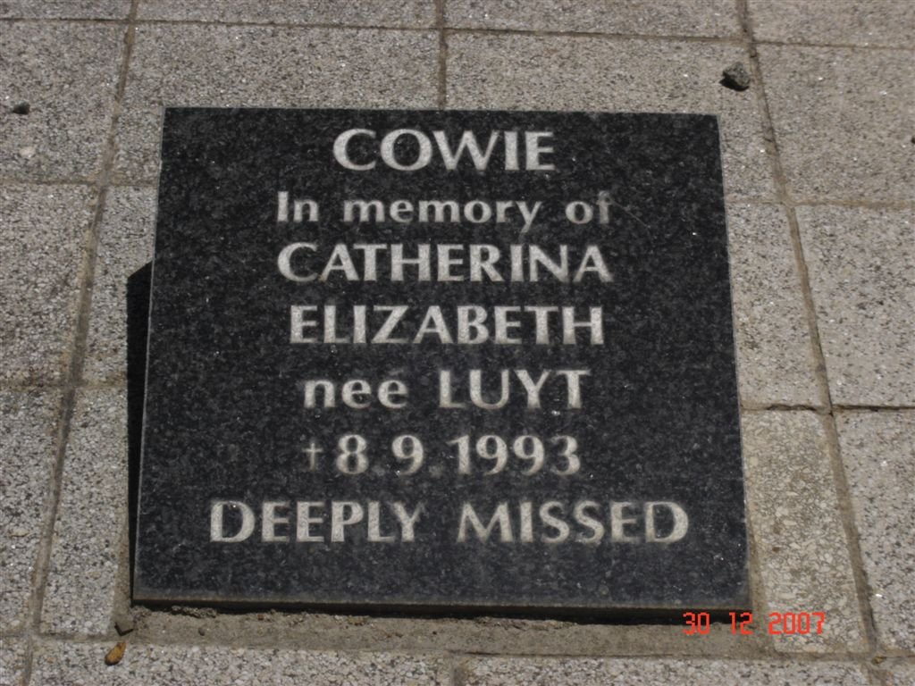 COWIE Catherine Elizabeth nee LUYT -1993