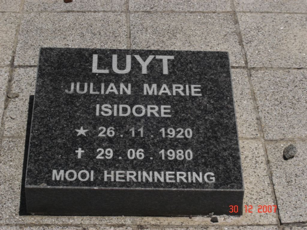 LUYT Julian Marie Isadore 1920-1980