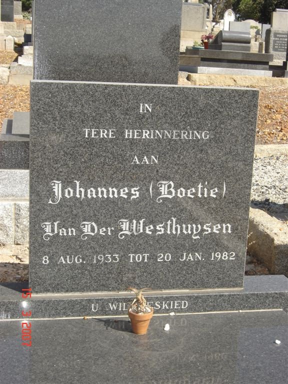 WESTHUYSEN Johannes, van der 1933-1982