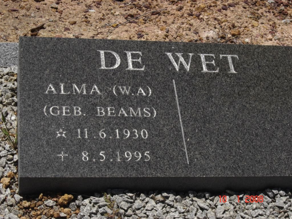 WET W.A., de nee BEAMS 1930-1995
