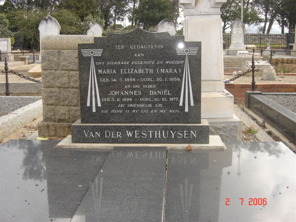 WESTHUYSEN Johannes Daniel, van der 1898-1977 &amp; Maria Elizabeth 1898-1959