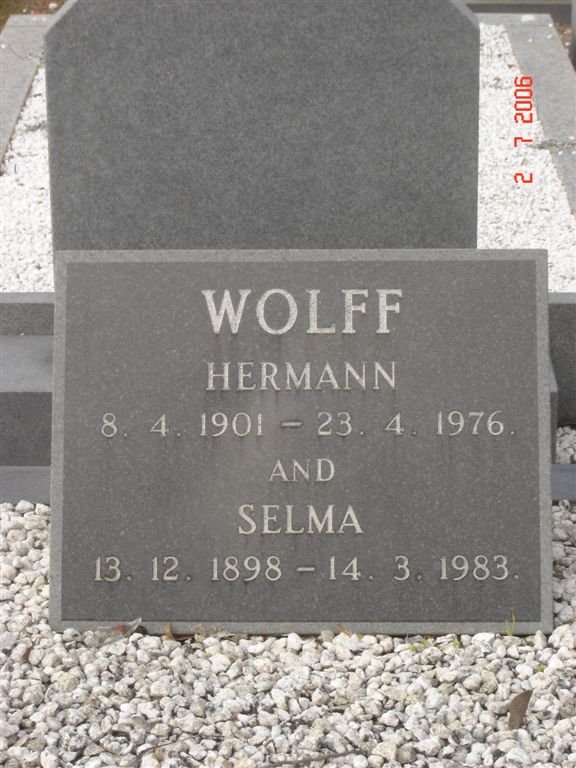 WOLFF Hermann 1901-1976 &amp; Selma 1898-1983