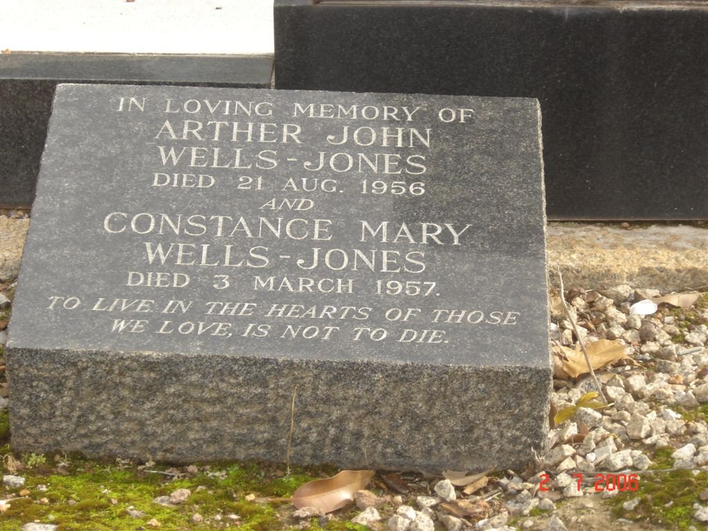 WELLS-JONES Arther John -1956 &amp; Constance Mary -1957