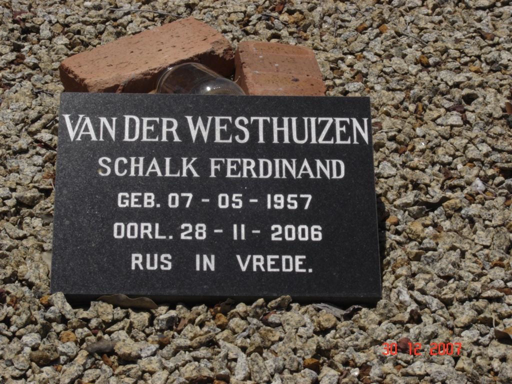 WESTHUIZEN Schalk Ferdinand, van der 1957-2006