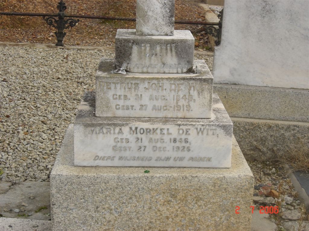 WIT Petrus Joh., de 1846-1919 :: DE WIT Maria Morkel 1846-1926
