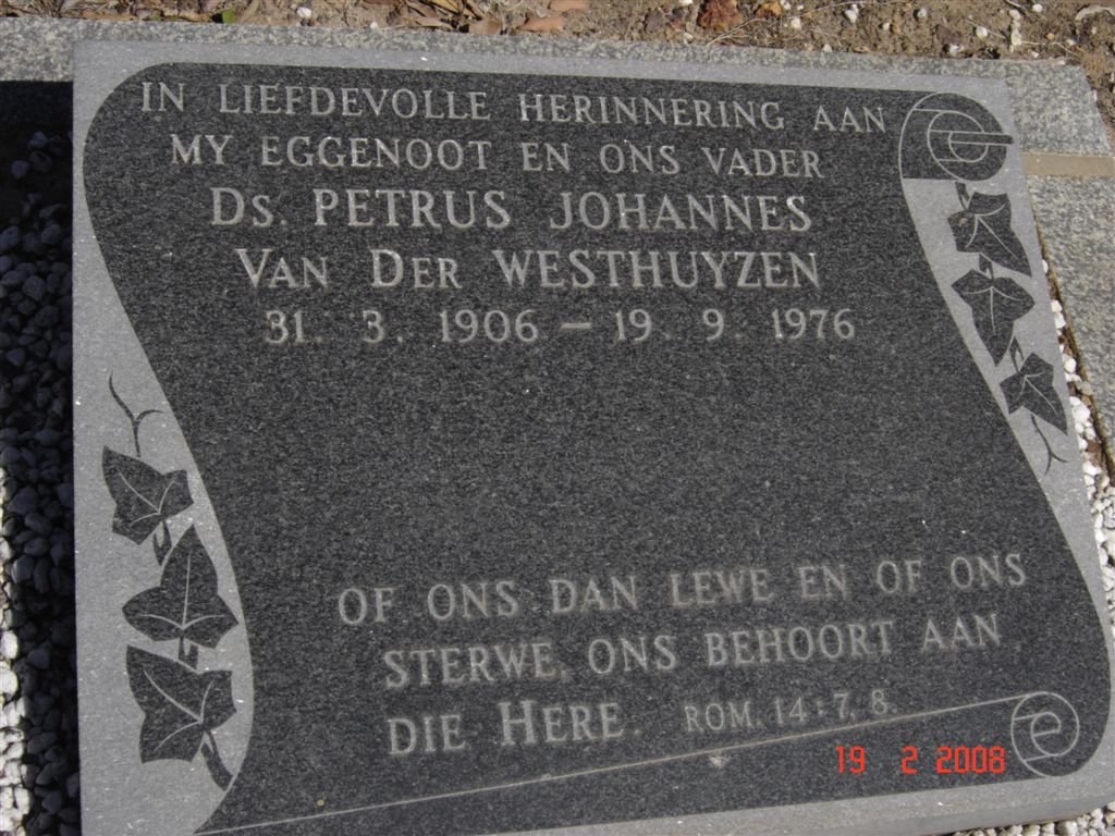 WESTHUYZEN Petrus Johannes, van der 1906-1976