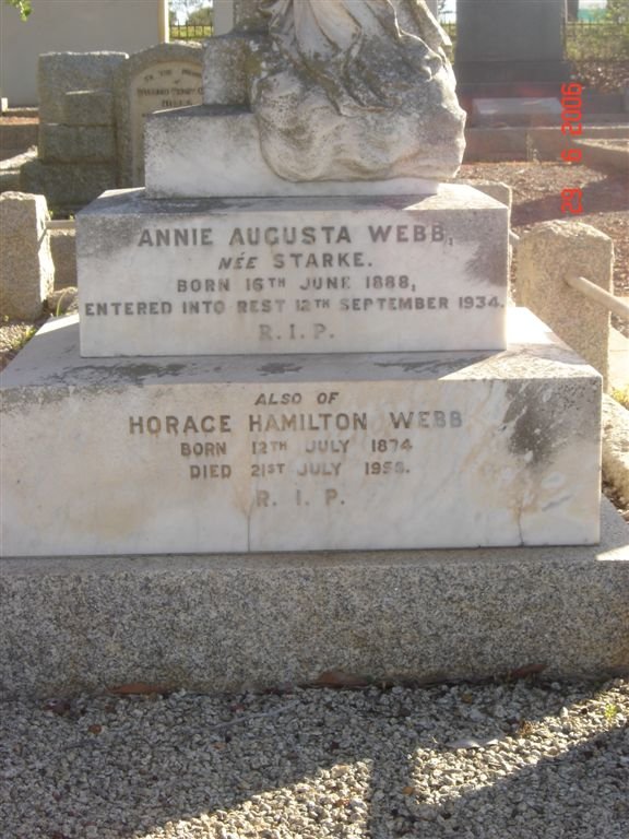 WEBB Horace Hamilton 1874-1953 &amp; Annie Augsta STARKE 1888-1934