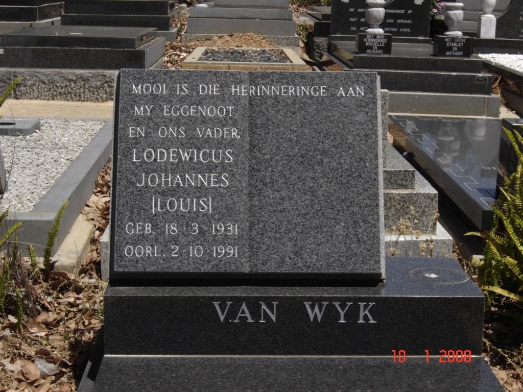 WYK Lodewicus Johannes, van 1931-1991