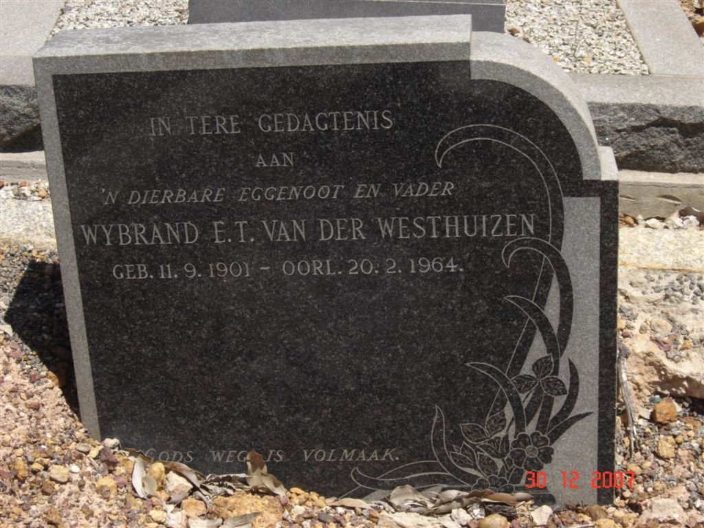 WESTHUIZEN Wybrand E.T., van der 1901-1964