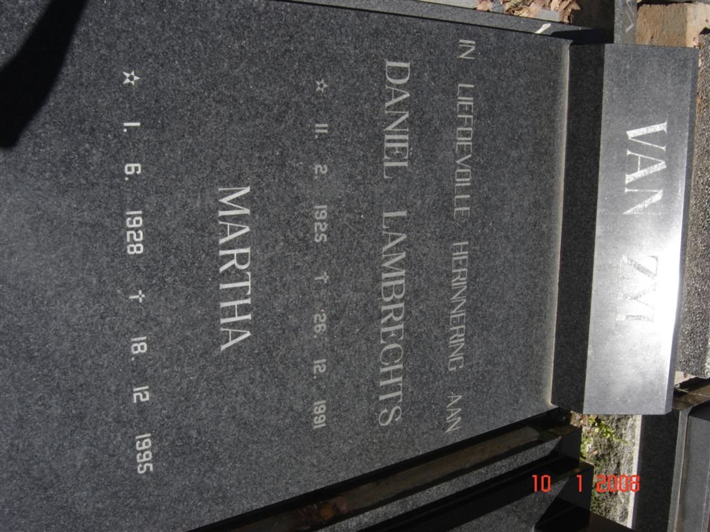 ZYL Daniel Lambrechts, van 1925-1991 &amp; Martha 1928-1995