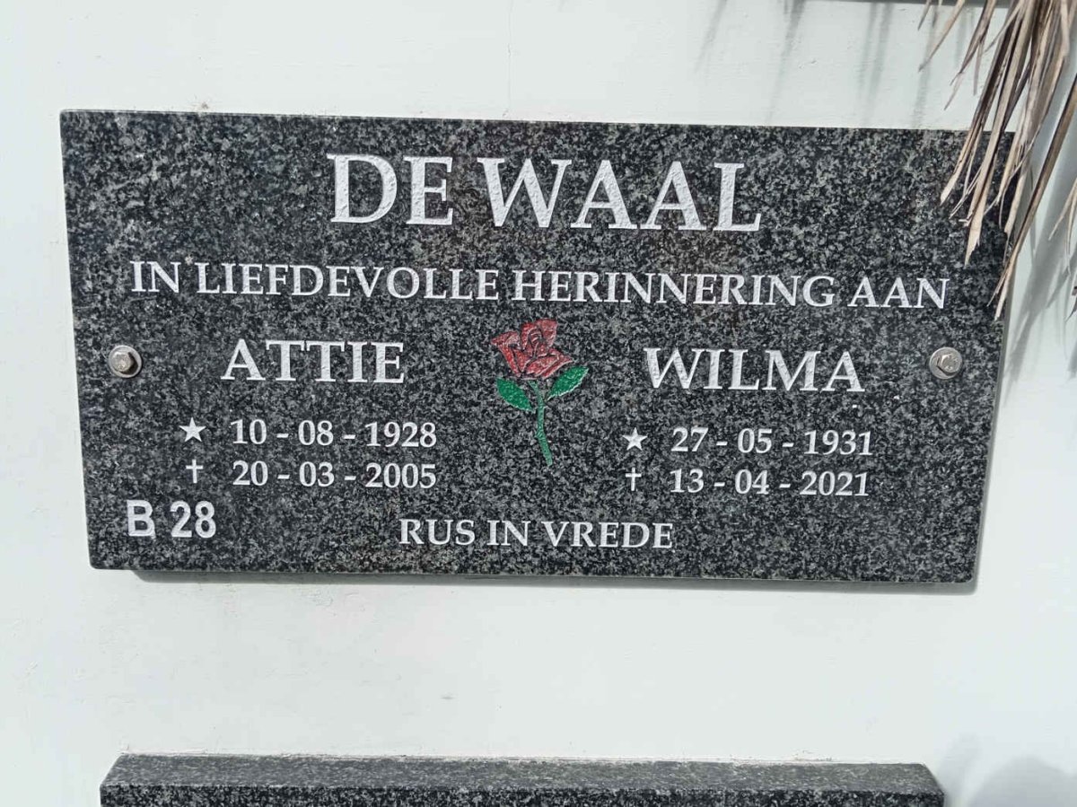 WAAL Attie, de 1928-2005 &amp; Wilma 1931-2021