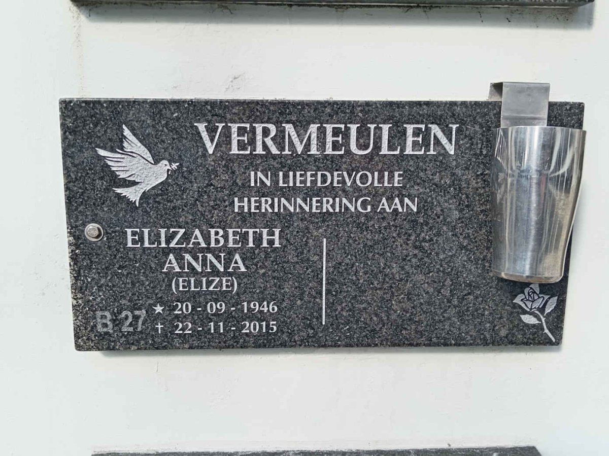 VERMEULEN Elizabeth Anna 1946-2015