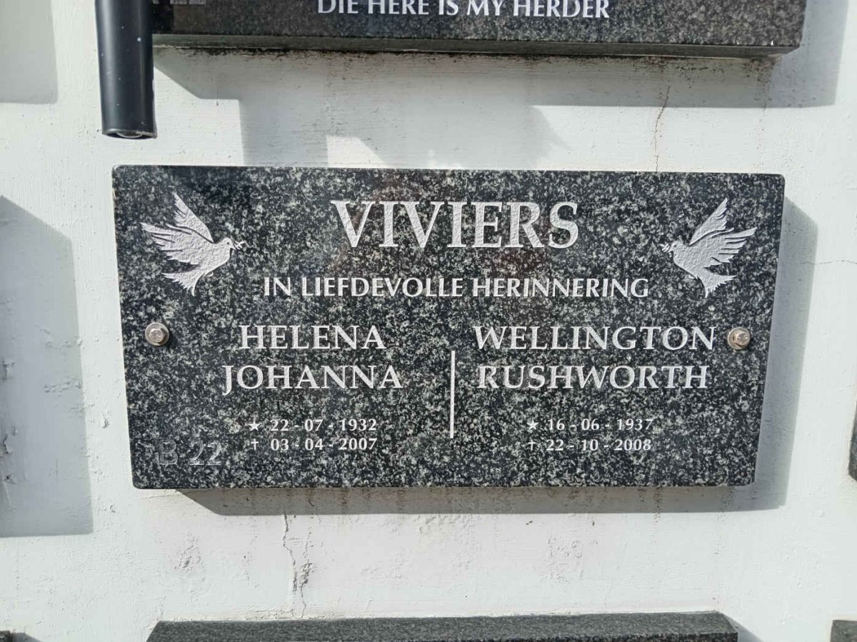 VIVIERS Wellington Rushworth 1937-2008 &amp; Helena Johanna 1932-2007