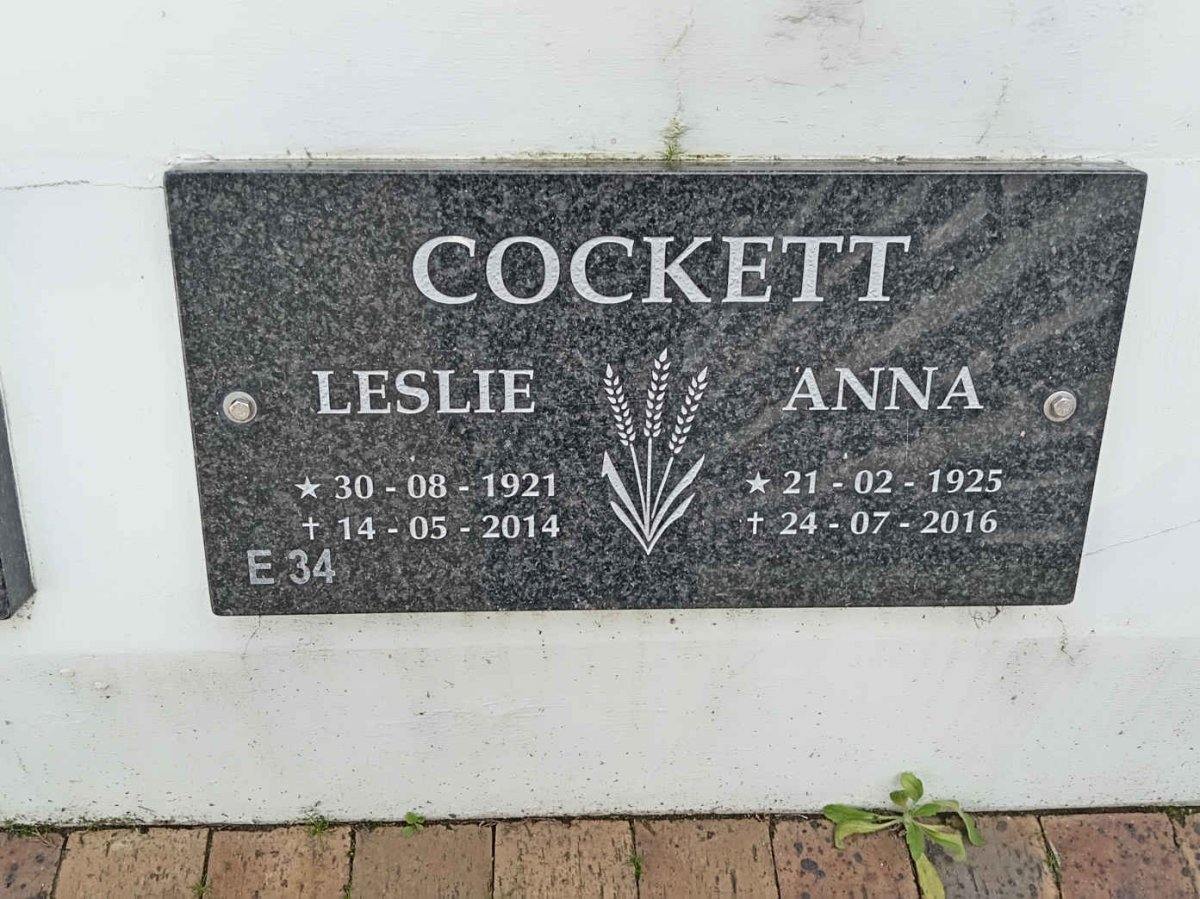 COCKETT Leslie 1921-2014 &amp; Anna 1925-2016