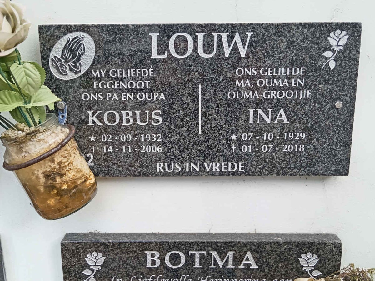 LOUW Kobus 1932-2006 &amp; Ina 1929-2018