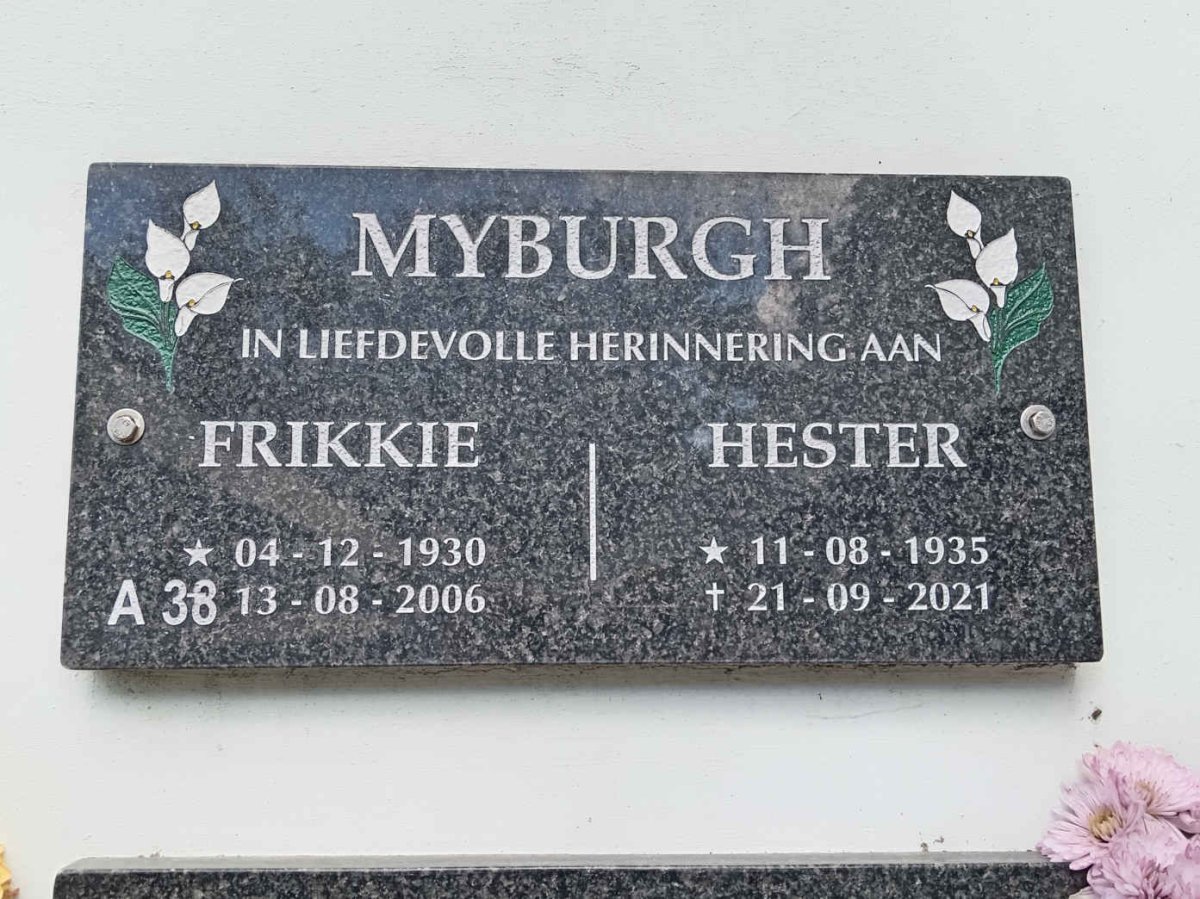 MYBURGH Frikkie 1930-2006 &amp; Hester 1935-2021