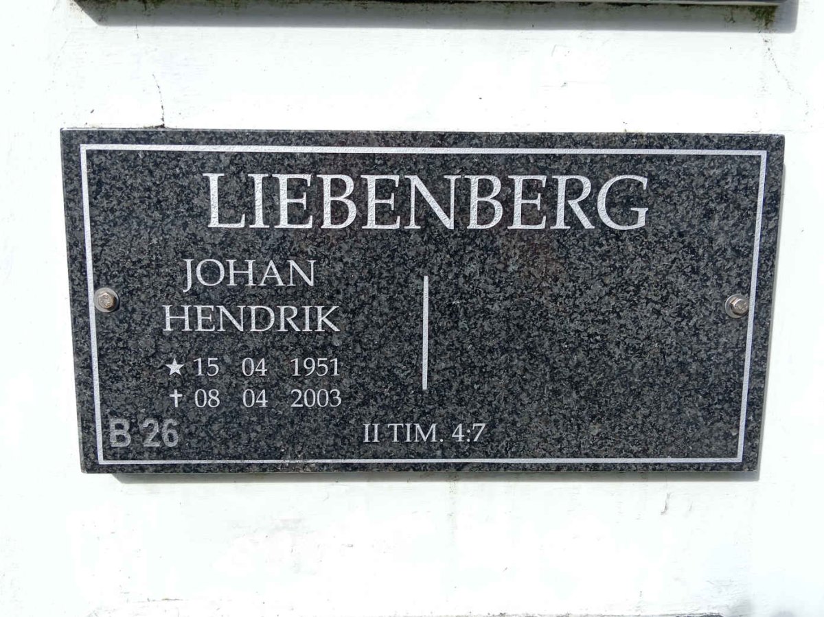 LIEBENBERG Johan Hendrik 1951-2003